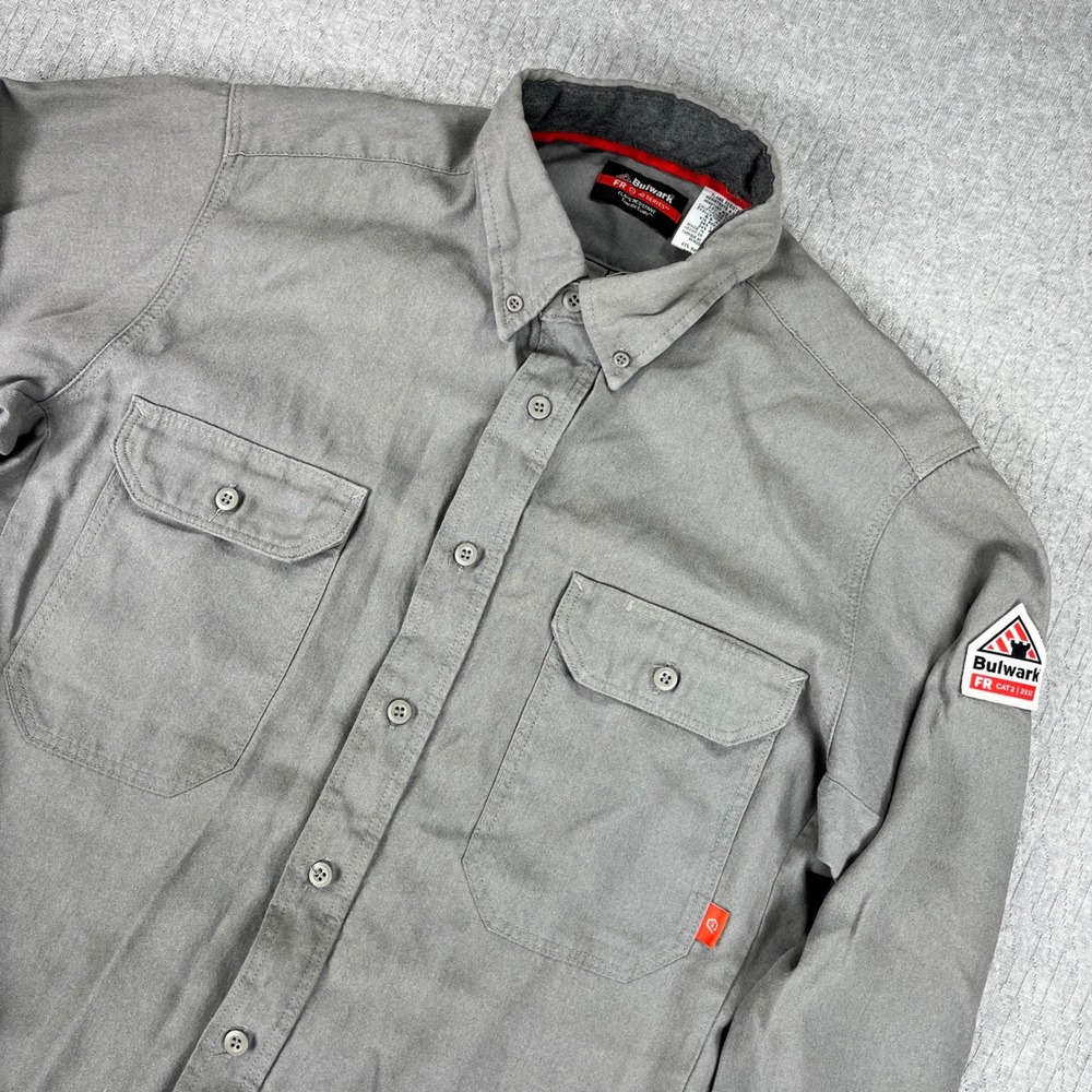 New Bulwark FR iQ Series Men Large Grey Flame Resistant TenCate Evolv Work Shirt